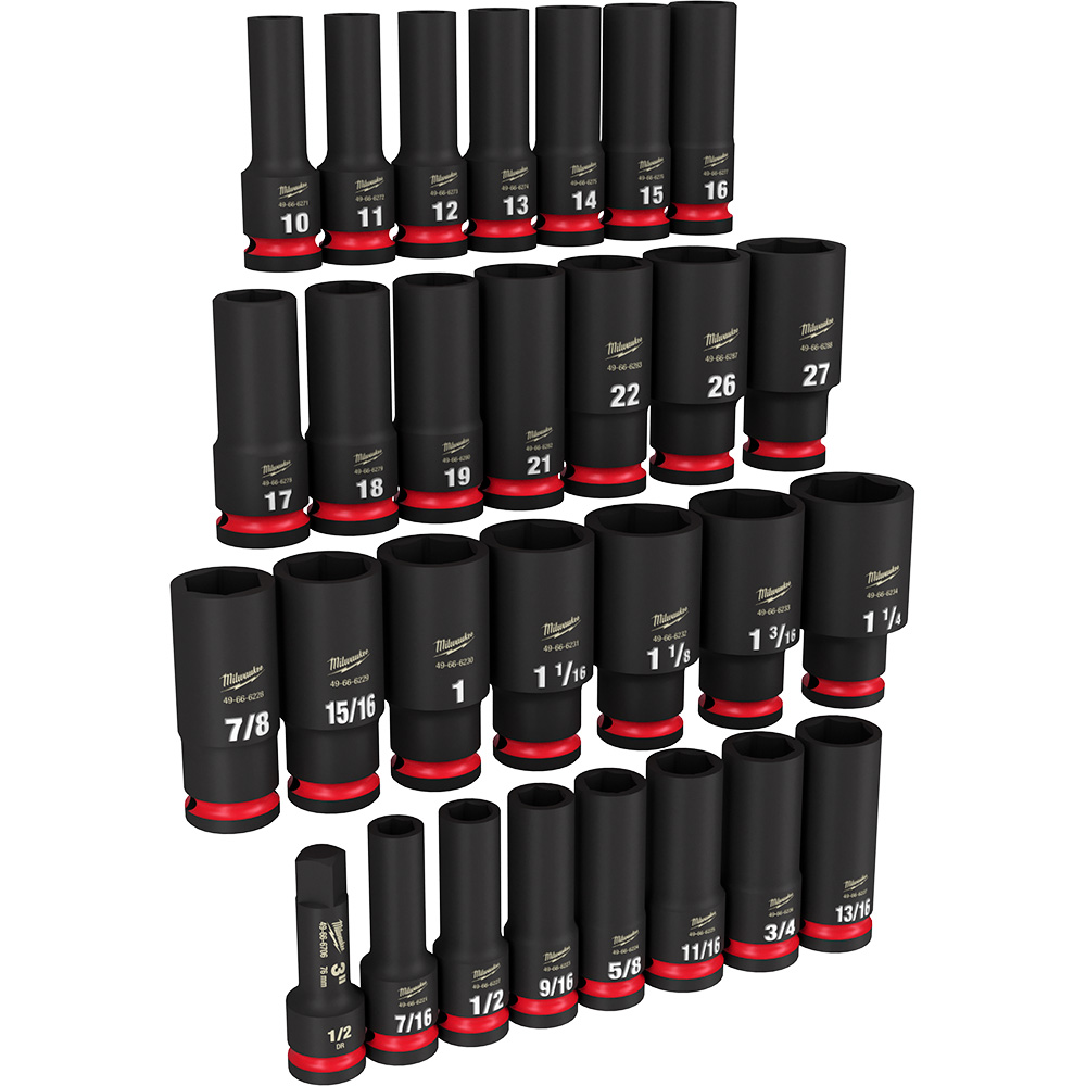 29PC SHOCKWAVE™ Impact Duty 1/2" Drive SAE & Metric Deep 6 Point Socket Set