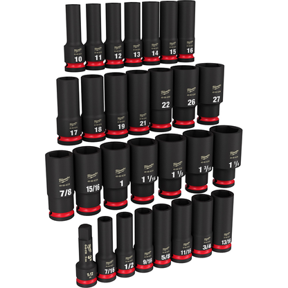 29PC SHOCKWAVE™ Impact Duty 1/2" Drive SAE & Metric Deep 6 Point Socket Set
