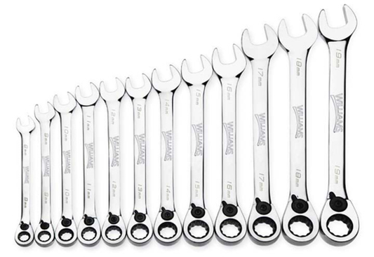 Metric Reversible Ratcheting Combination Wrench Set 12-Piece