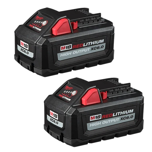 Milwaukee 18v High Output Extended Capacity 6.0ah Battery, 2-pack