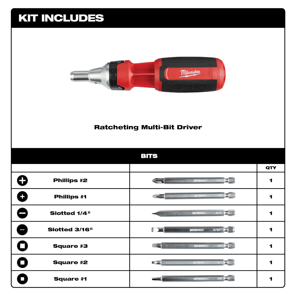 9-In-1 Square Drive Ratcheting Multi-Bit Driver