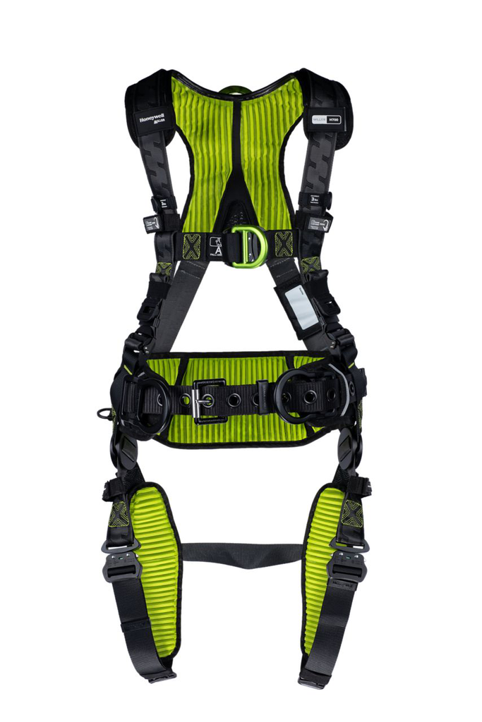 Miller H700 CC1 ALUM 2 pt Full Body Harness w/waist pad w/tongue buckle legs QC chest buckle w/front & Side D-rings size UNIV