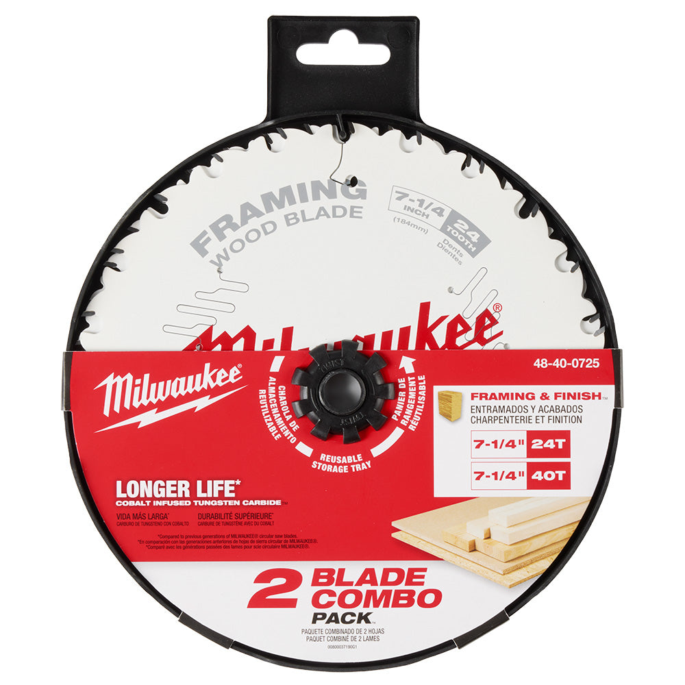 7-1/4" 24t & 40t Circular Saw Blade 2pk