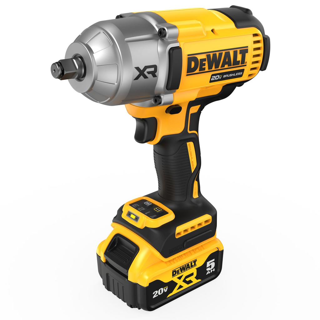 DEWALT 20V MAX* XR 1/2 In. High Torque Impact Wrench with Hog Ring Anvil Kit with (2) 5.0 Ah Batteries & Charger Kit