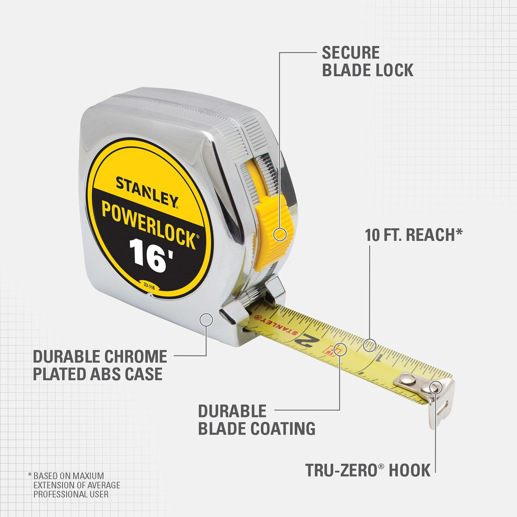 Stanley Powerlock Tape Measure 3/4in X 16ft