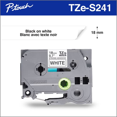 Extra Strength Adhesive Tape Label Makers, Black on White, 18 mm x 8 m