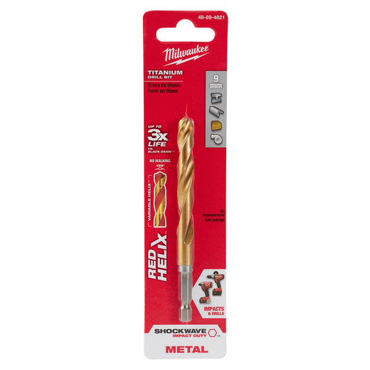 Shockwave™ Red Helix™ Titanium 9mm Metric Drill Bit