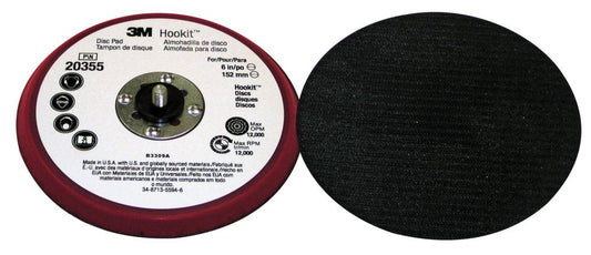 Tampon de disque à profil bas 3M™ Hookit™, 20355, rouge, 6 po x 3/8 po (152 mm x 9,52 mm), 10/cs