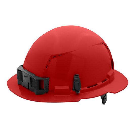 Red Full Brim Vented Hard Hat White/6pt Ratcheting Suspension - Type 1, Class c, 5/PK