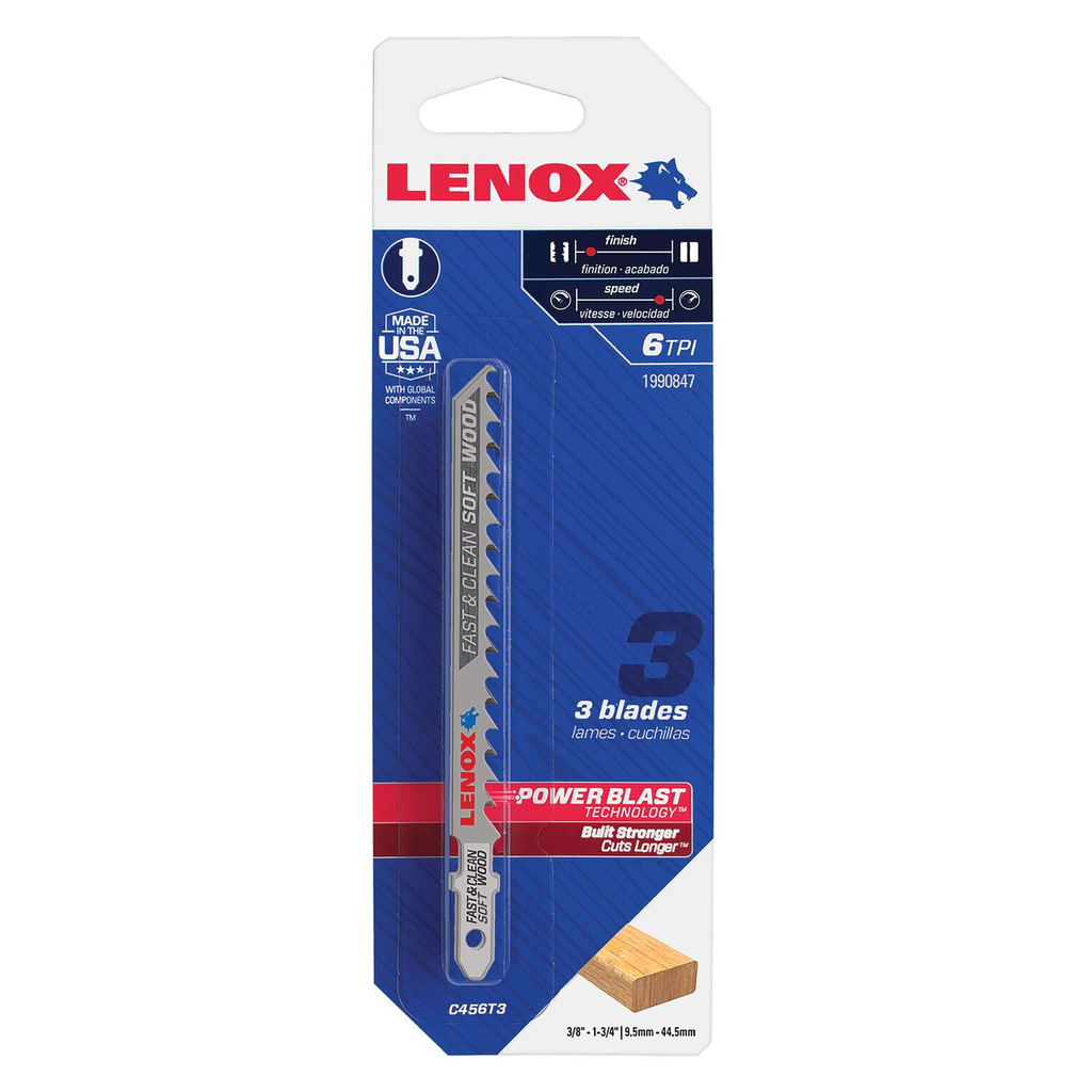 LENOX T-Shank Clean Wood Cutting Jig Saw Blade, 4-Inch X 5/16-Inch 6 Tpi, 3-Pack