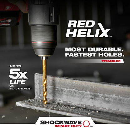 23PC SHOCKWAVE™ Impact Duty RED HELIX™ Titanium Drill Bit Set