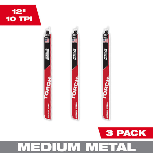 The Torch™ With Nitrus Carbide™ Teeth For Medium Metal Sawzall® Blade 12" 10tpi 3pk