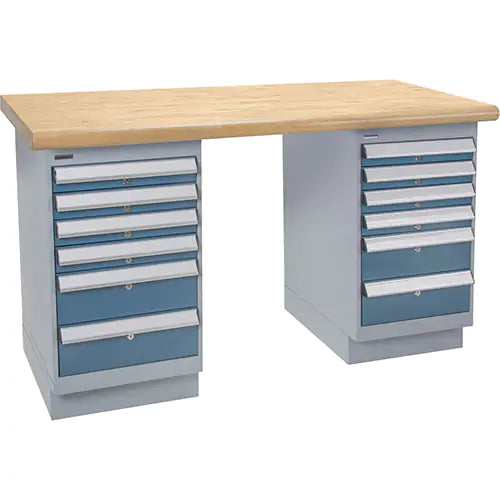 Établi préfabriqué, 12 tiroirs, capacité de 2 500 lb, 60 po l x 30 po p, 34 po h