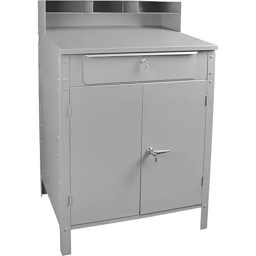 Bureau d'atelier de style armoire, 34-1/2" L x 30" P x 53" H, gris
