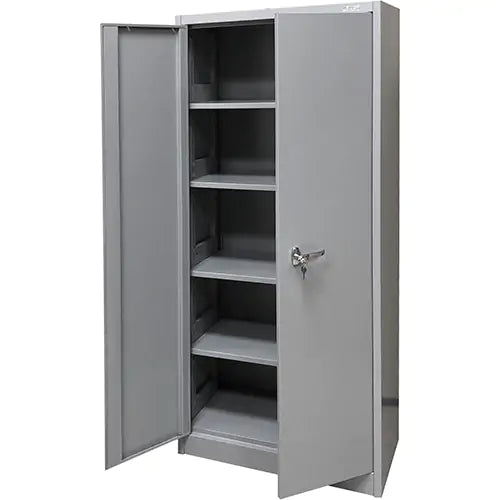Armoire de rangement, acier, 4 tablettes, 66 po H x 30 po L x 15 po P, gris
