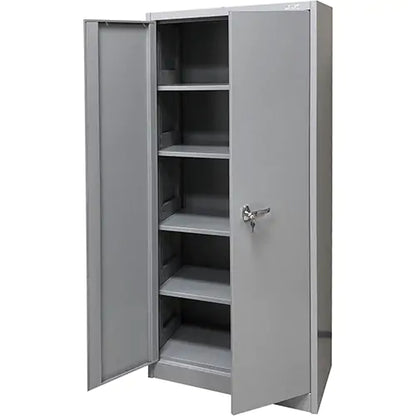 Armoire de rangement, acier, 4 tablettes, 66 po H x 30 po L x 15 po P, gris