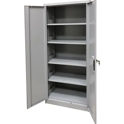 Armoire de rangement, acier, 4 tablettes, 66 po H x 30 po L x 15 po P, gris