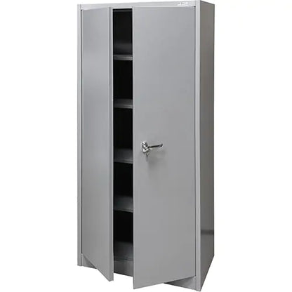Armoire de rangement, acier, 4 tablettes, 66 po H x 30 po L x 15 po P, gris