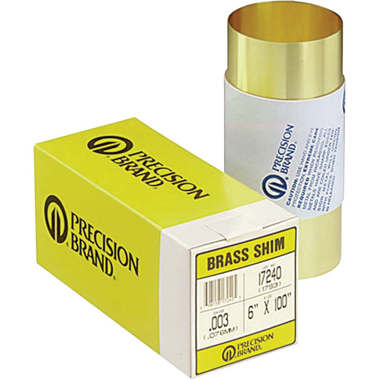 Brass shim stock roll 0.007" x 6" x 100", 1/pk