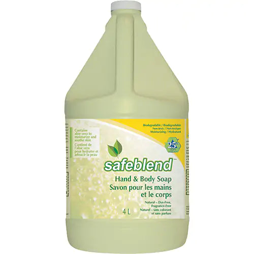 Savon liquide pour les mains et le corps Safeblend, 4 L, sans parfum
