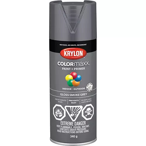 Krylon, COLORmaxx, Indoor/Outdoor Satin Paint and Primer, Smoke Grey, 340 g