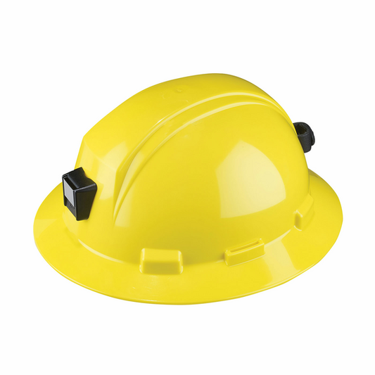 Kilimanjaro Full Brim Hard Hat with Miner's Lamp Bracket, HDPE Shell, 4-Point Nylon Suspension and "Sure-Lock" Ratchet Adjustment - Type 2 Class E