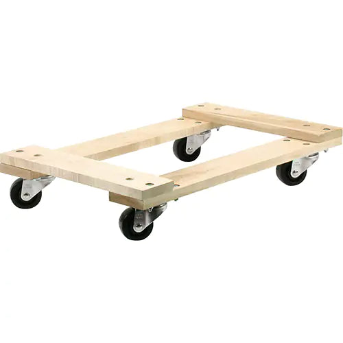Roulants en bois '“ Usage moyen, roues en polyoléfine, capacité de 900 lb, 18 po l x 24 po p x 7 po h