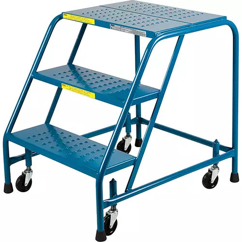 CSA Rolling Step Ladder with Locking Step, 3 Steps, 22" Step Width, 28" Platform Height, Steel