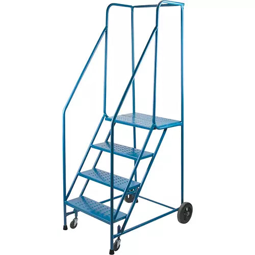 CSA Rolling Step Ladder with Spring-Loaded Front Casters, 4 Steps, 22" Step Width, 37" Platform Height, Steel