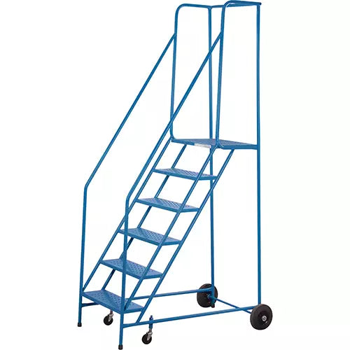 CSA Rolling Step Ladder with Spring-Loaded Front Casters, 6 Steps, 22" Step Width, 55" Platform Height, Steel