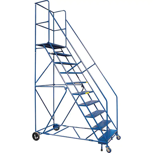 CSA Rolling Step Ladder with Locking Step and Spring-Loaded Front Casters, 10 Steps, 30" Step Width, 89" Platform Height, Steel