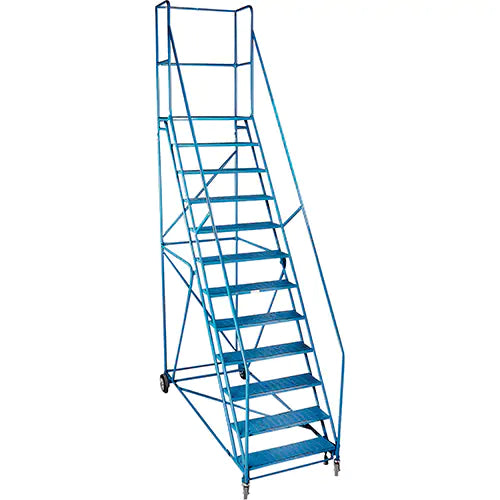 CSA Rolling Step Ladder with Locking Step and Spring-Loaded Front Casters, 12 Steps, 30" Step Width, 109" Platform Height, Steel