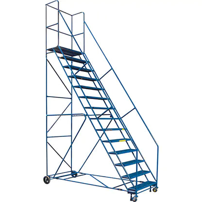 CSA Rolling Step Ladder with Locking Step and Spring-Loaded Front Casters, 16 Steps, 30" Step Width, 144" Platform Height, Steel