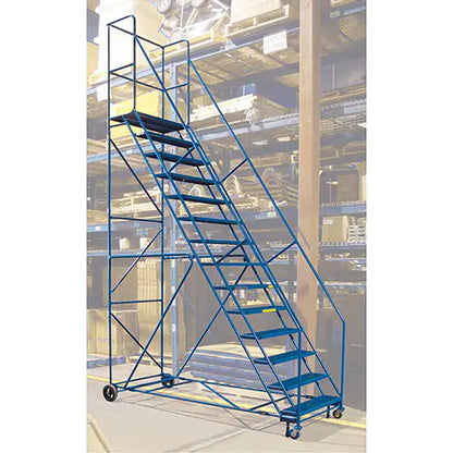 CSA Rolling Step Ladder with Locking Step and Spring-Loaded Front Casters, 16 Steps, 30" Step Width, 144" Platform Height, Steel