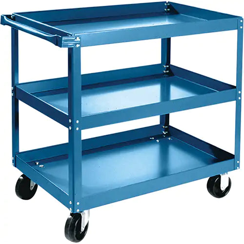 Shelf Carts , 3 Tiers, 24" W x 36" H x 36" D, 900 lbs. Capacity, Black Wheels