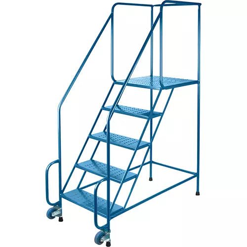 Échelles basculantes et roulantes, acier, 5 marches, 22 po de largeur, 24 po de profondeur x 47 po de hauteur de marche supérieure