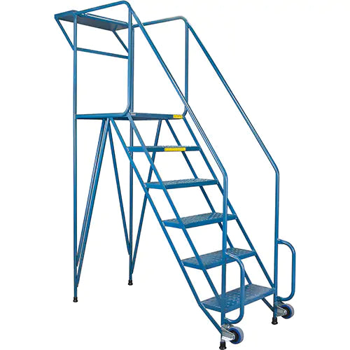 Mechanics/Maintenance Rolling Ladder, Steel, 6 Steps, 57" Platform Height