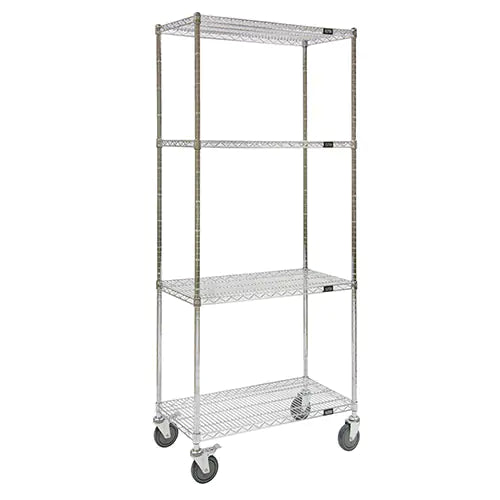 Wire Shelf Cart, Chrome Plated, 36" x 80" x 18", 800 lbs. Capacity