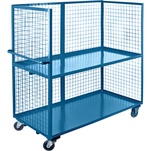 Wire Mesh Utility Cart, 2 Tiers, Steel, 24" x 63" x 51", 2400 lbs. Capacity
