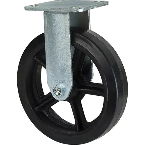 Mold-on Caster, Rigid, 8" (203.2 mm), Rubber, 660 lbs. (299 kg.)