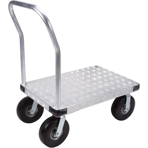 Chariot à plateforme en aluminium, 24 po de largeur x 48 po de longueur, capacité de charge de 1 200 lb, roues anticrevaison