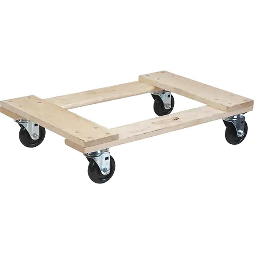 Socle en bois dur, roues en polyoléfine, capacité de 900 lb, 18 po l x 24 po p x 7 po h