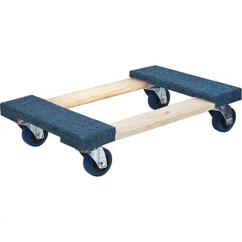 Chariot en bois dur avec extrémités recouvertes de moquette, cadre en bois, 18 po l. x 30 po L., capacité de 1 400 lb