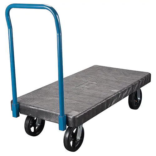 Chariots à plateforme en plastique, 48 po L x 24 po l, capacité de charge de 2 000 lb, roues en caoutchouc moulé