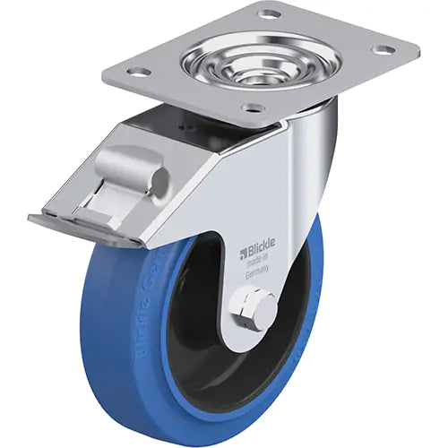 Caster, Swivel with Brake, 6-5/16" (160.3375 mm), Hard Rubber, 660 lbs. (300 kg.)