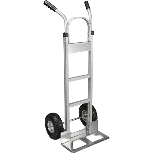 Knocked Down Hand Truck, Dual Handle, Aluminum, 50-5/8" Height, 18" W x 7-1/2" D Nose Plate, 500 lbs. Capacity