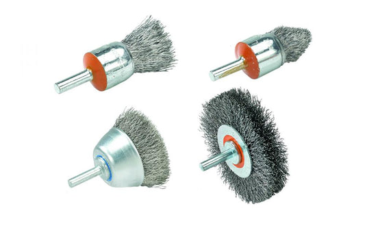 Mounted Brush With Crimped Wires, Grade: Wheel, 3 In X 1/4 In. Wire: .0118in. Stainless