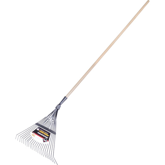 Râteau à éventail Pro™, lame de 24", 22 dents, manche en bois dur, lame en acier