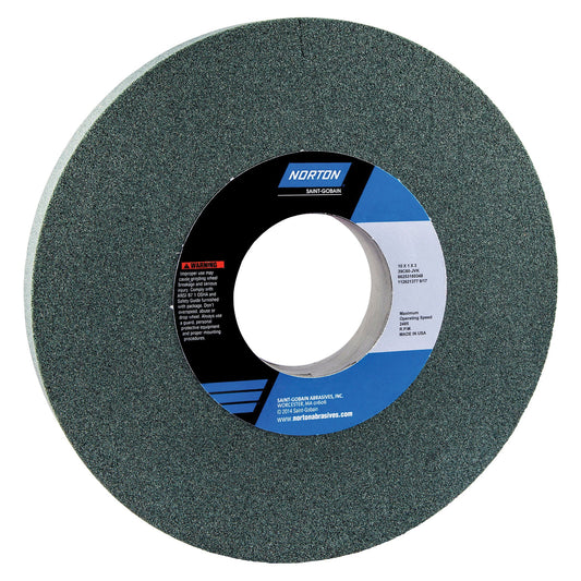 Straight Toolroom Wheel, 10 in Dia x 1 in THK, 3 in Center Hole, 60 Grit, Silicon Carbide Abrasive
