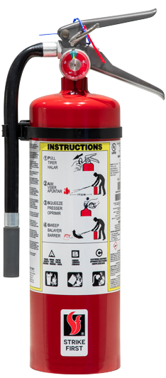 Extincteur portatif à poudre chimique polyvalente de 5 lb, rouge